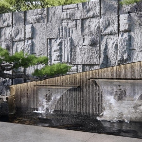 现代假山水景墙3D模型下载